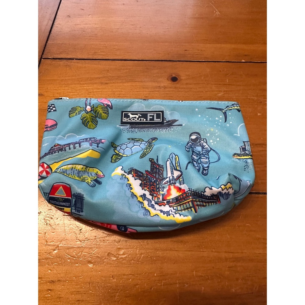Scout Florida State Print Zipper Pouch Cosmetic Travel Bag Blue Space Shuttle